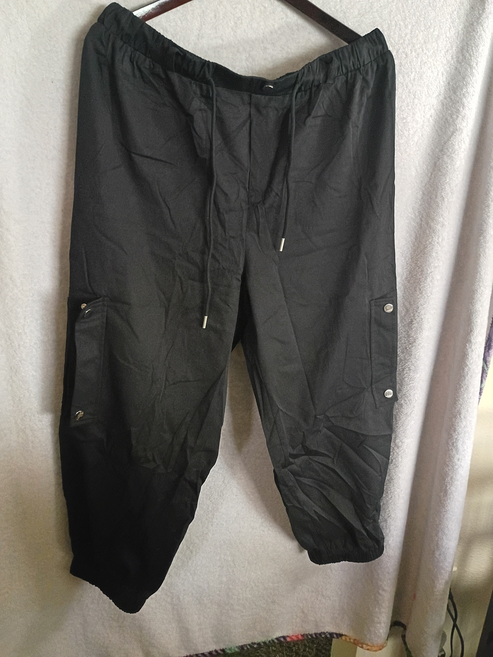 Women's Black Drawstring Cargo Pants